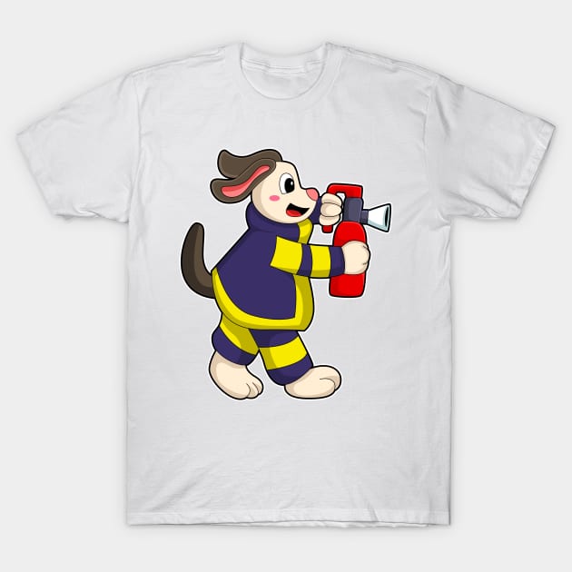 Dog as Firefighter with Fire extinguisher T-Shirt by Markus Schnabel